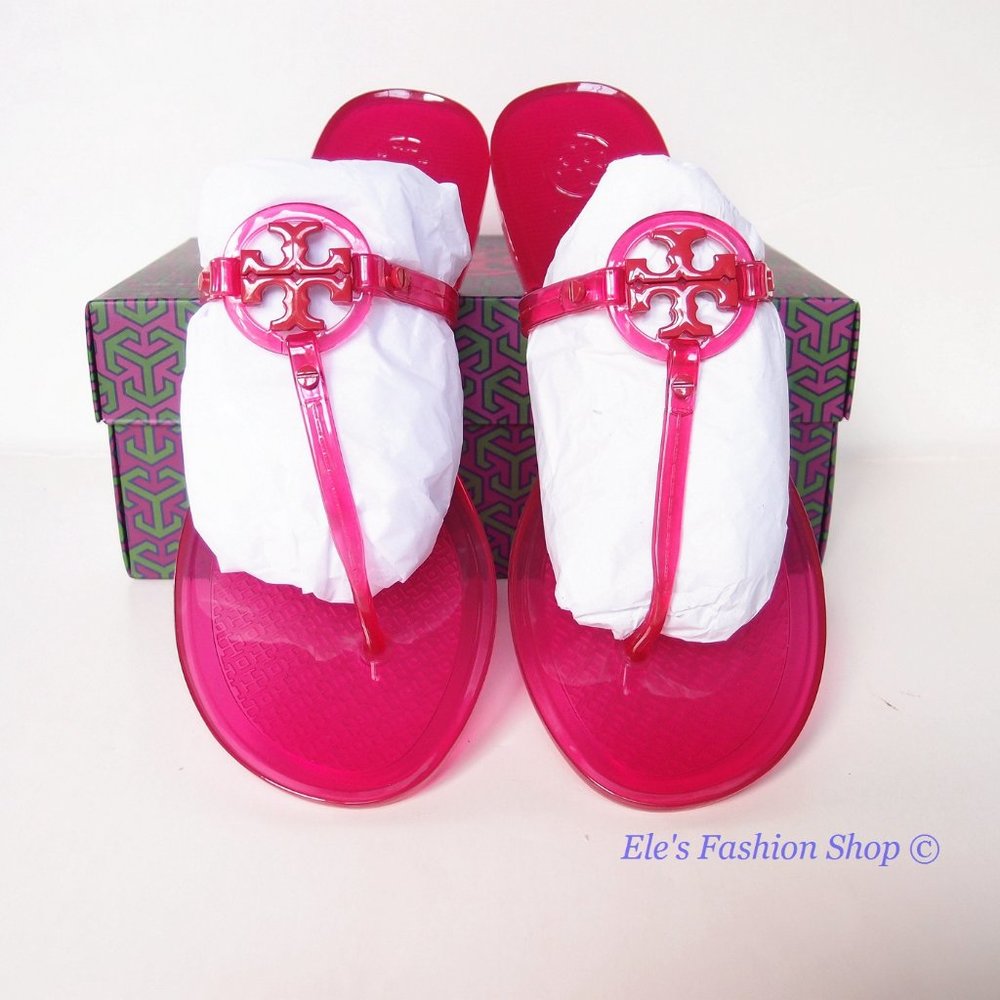 🥰 New In Box Tory Burch Jelly Mini Miller Sandal Red Orange US 8 9 AUTHENTIC - Picture 6 of 16